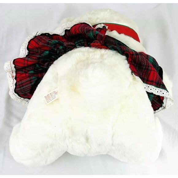 Vtg Emporium Capwell Jingle Bear Girl Christmas Plush Stuffed White Teddy Bear - Picture 6 of 7